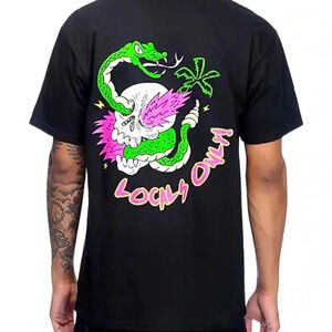 ❤️ 2/$11 A.LAB Locals Only Black Snake Skull Short Sleeve T Shirt Mens Medium